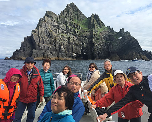 visitors at skellig michael